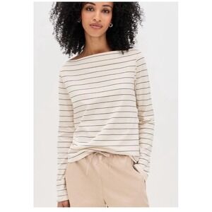Leset Margo Stripe Boatneck Cream Size L Fisherman Core Nautical